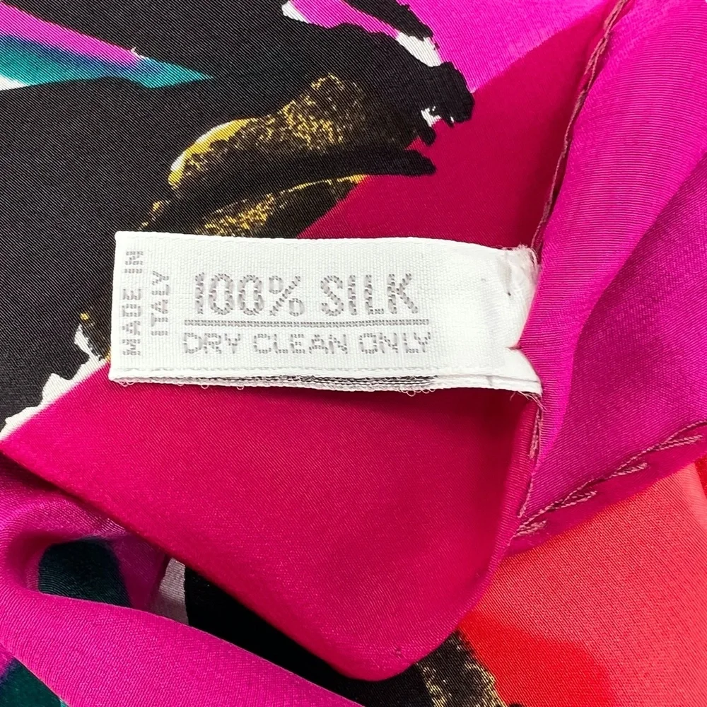 VINTAGE CHRISTIAN DIOR VIBRANT COLORFUL FLORAL SILK SCARF - 34